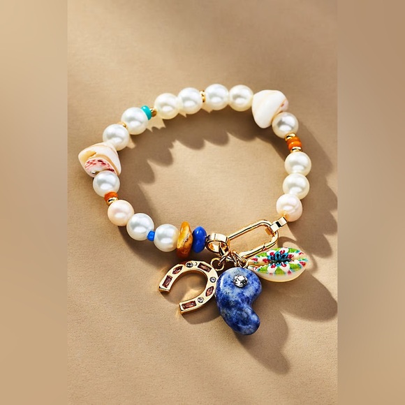 Anthropologie Jewelry - Anthropologie Elegant Pearl and Charm Bracelet